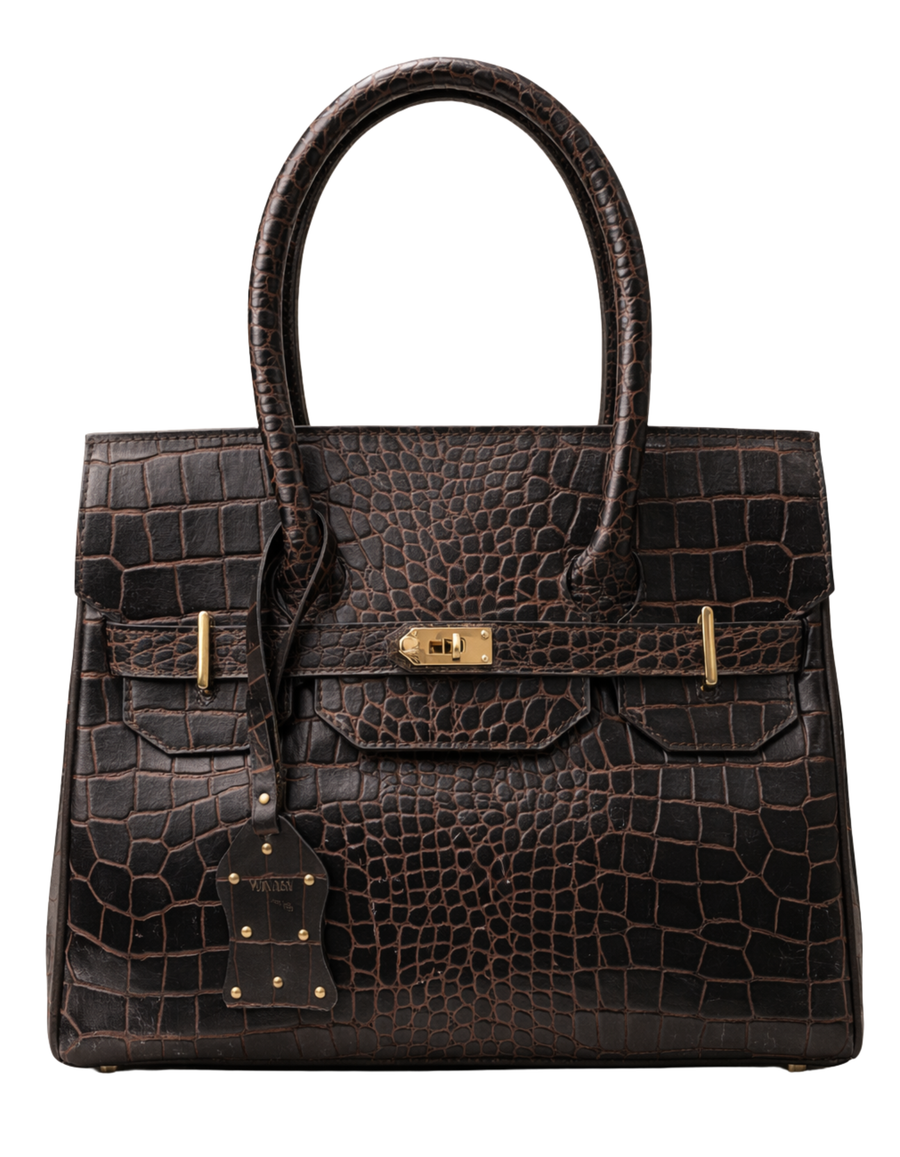 REGILIA Croco – Premium Croco-Embossed Leather Handbag – Magenta Pink