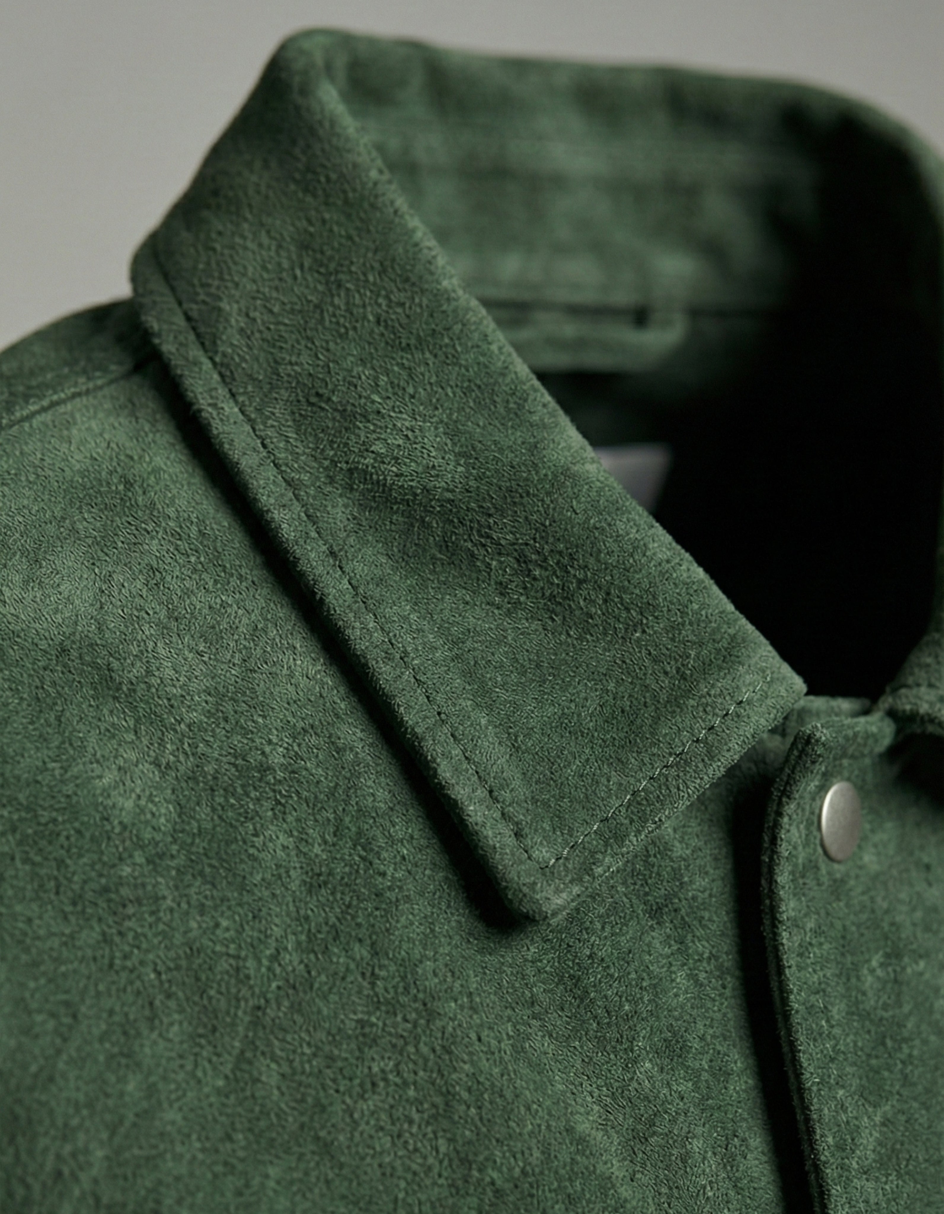 Premium Green Suede Leather Jacket for Men – Classic Trucker Style