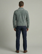 Premium Grey-Green Suede Leather Jacket for Men – Classic Trucker Style