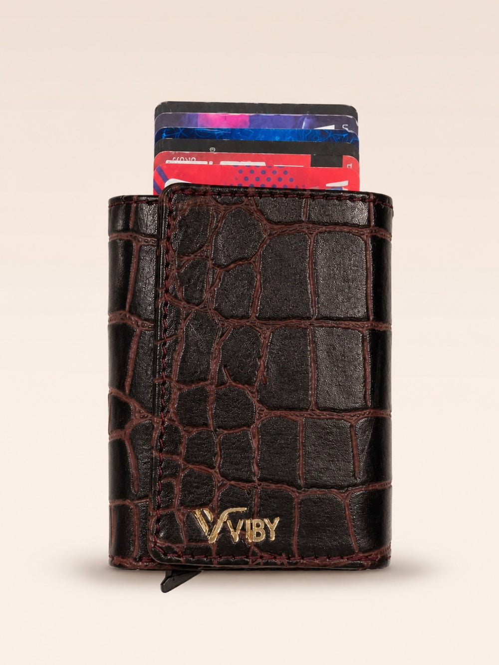 Pop-Up Three Fold Wallet dark brown