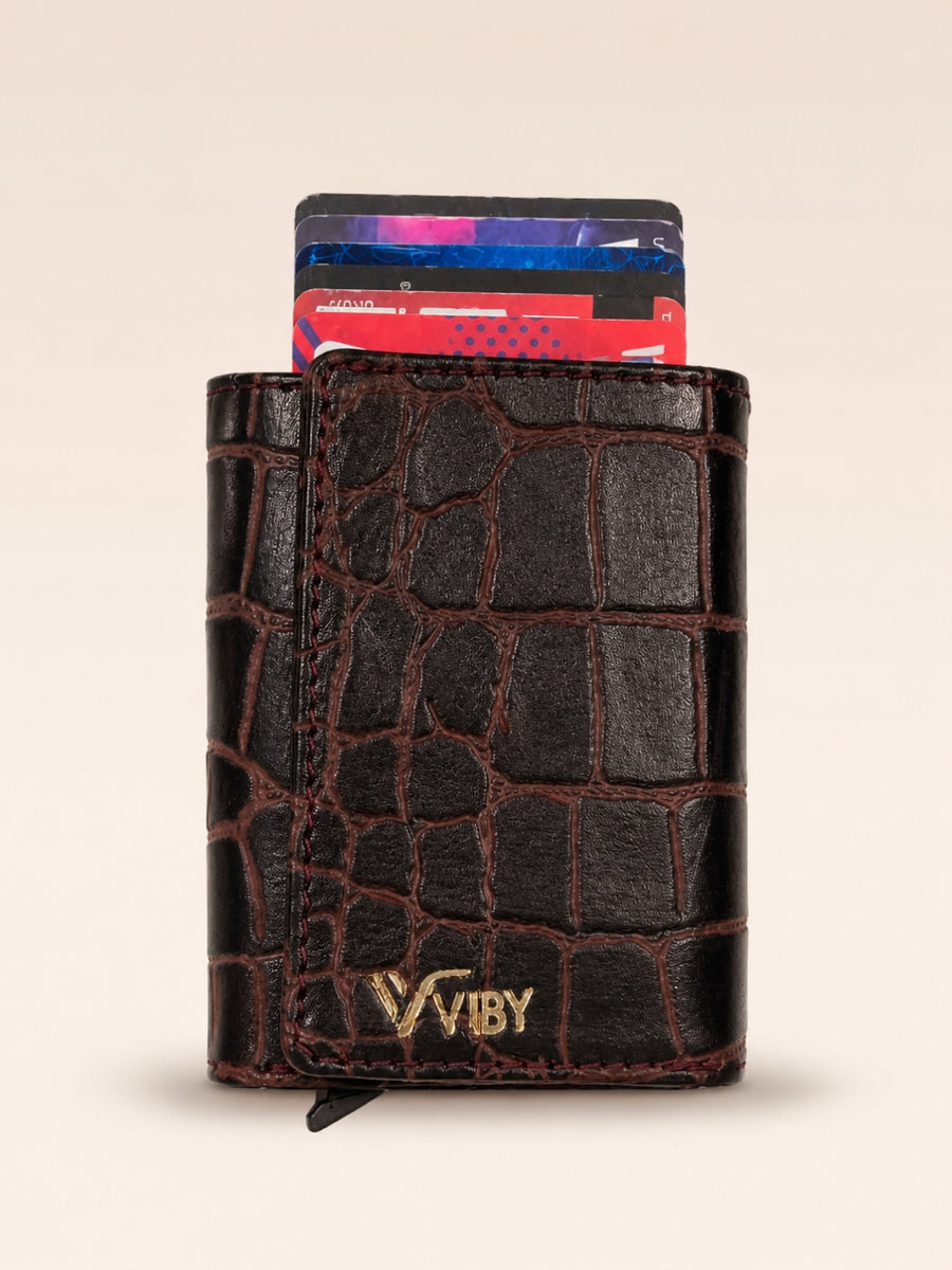 Pop-Up Three Fold Wallet dark brown