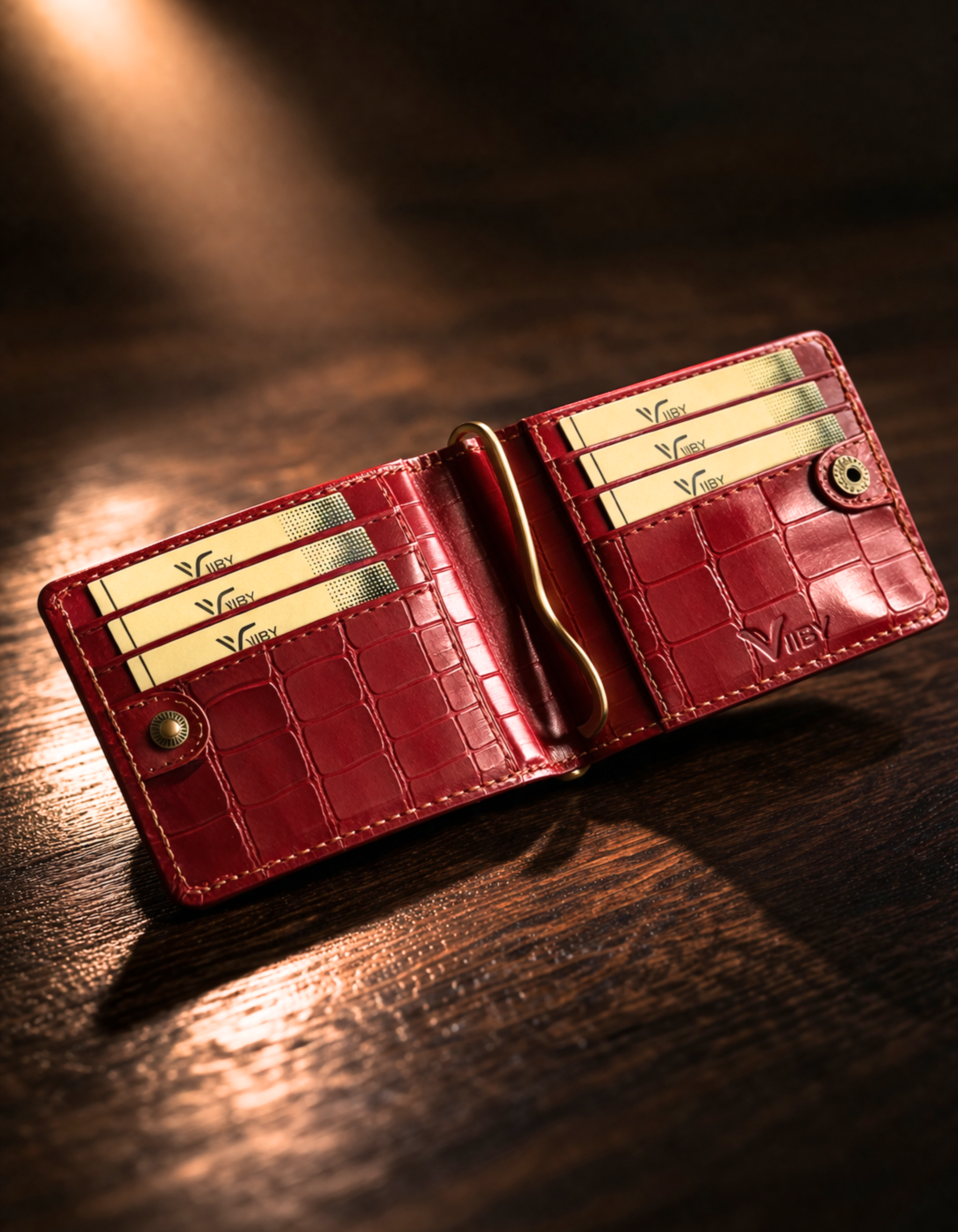 VIBY SlimArc Money Clipper Wallet – Top Grained Leather Slim Card Holder for Men