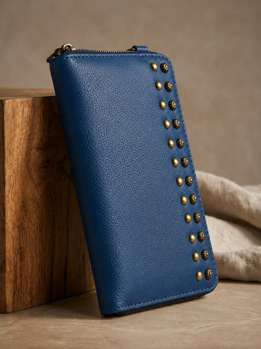 Studded Phone Wallet blue