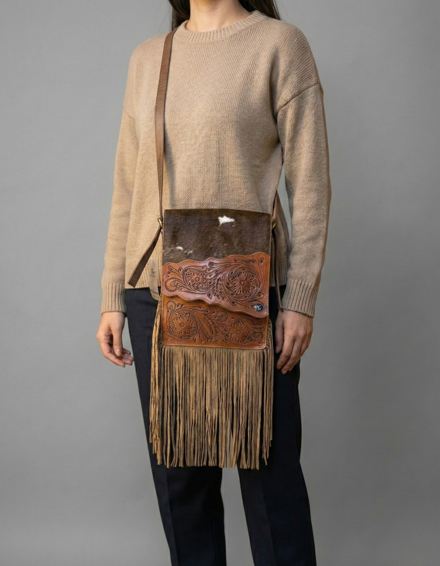 Handcrafted Leather Fringe Sling Bag
