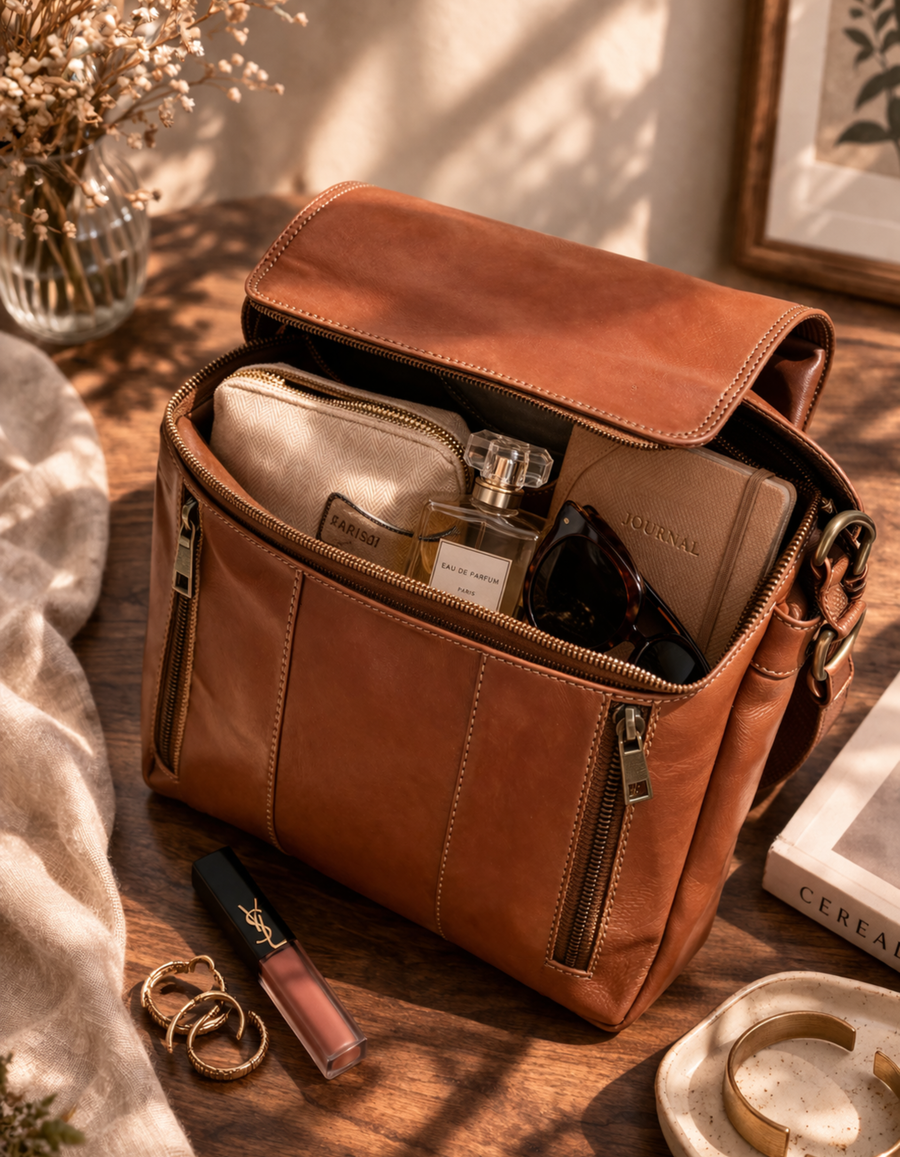 mens sling bags brown