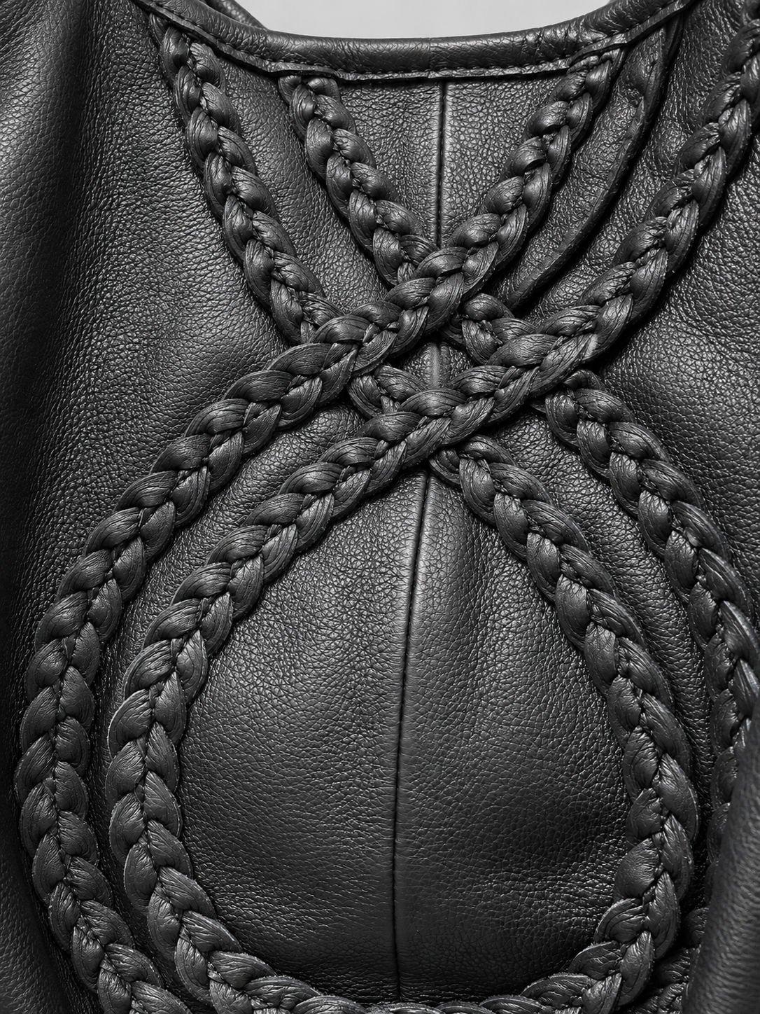 Braided Leather Tote Bag BLACK