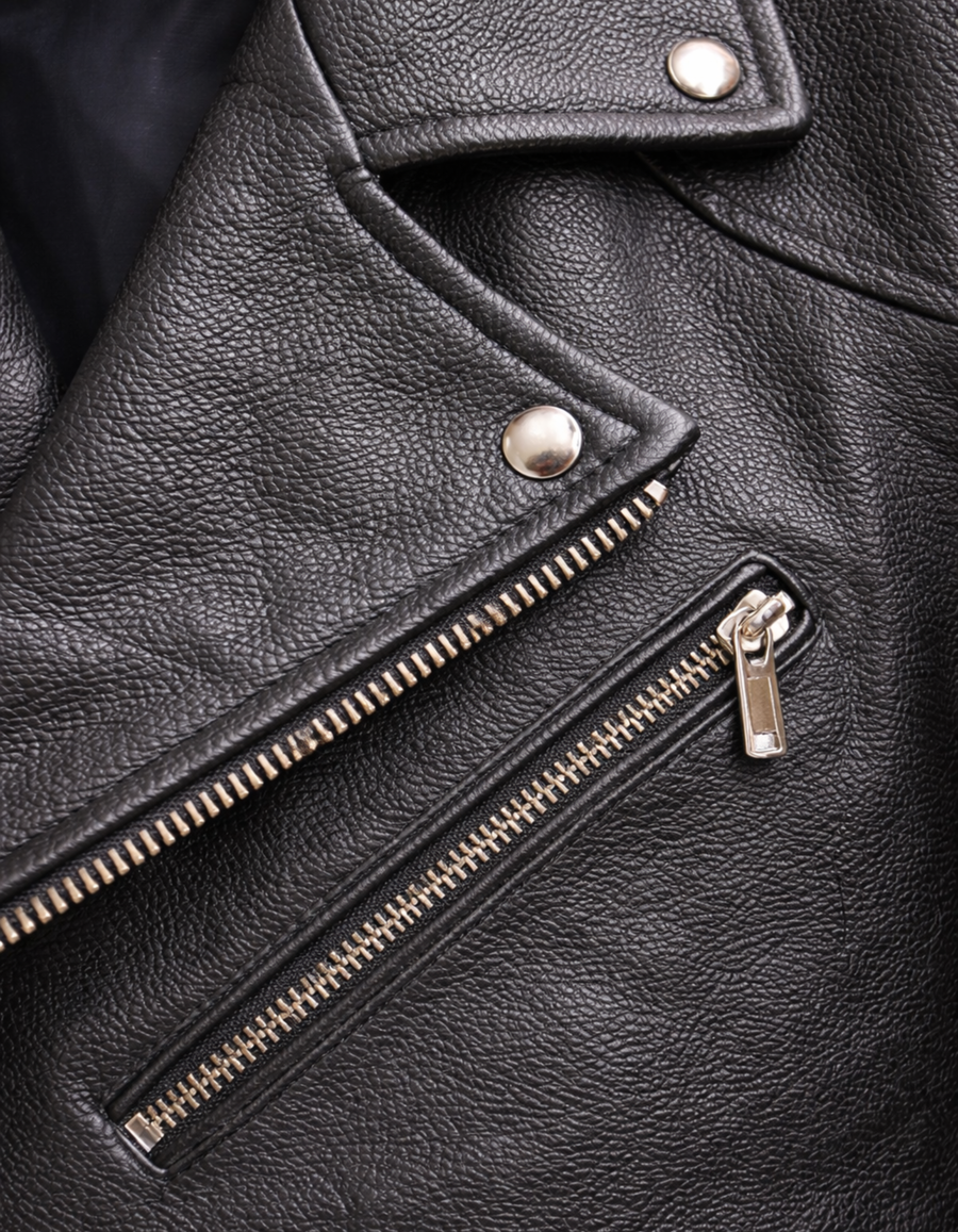 Men’s Classic Black Genuine Leather Biker Jacket