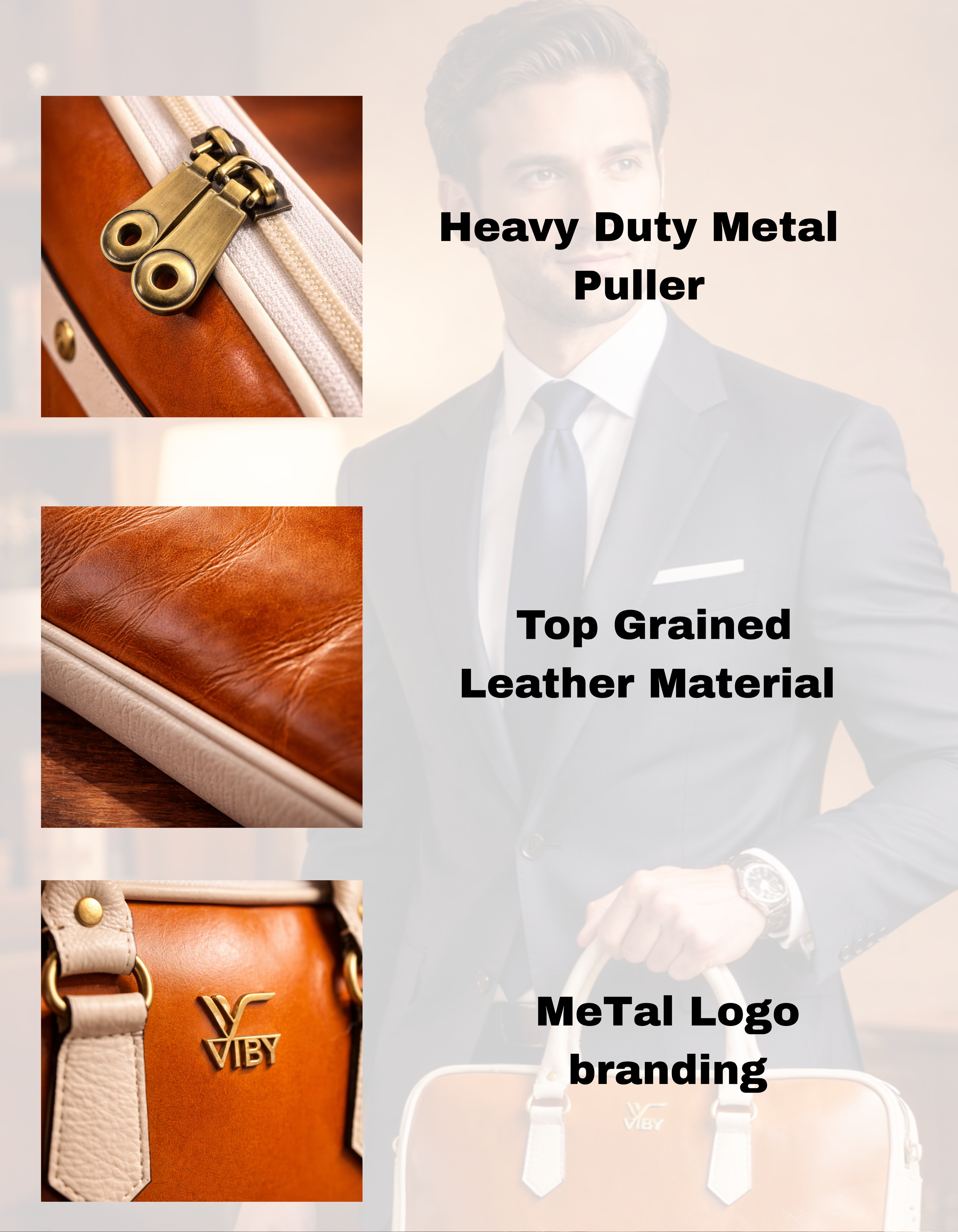 office mens bags brown and cream