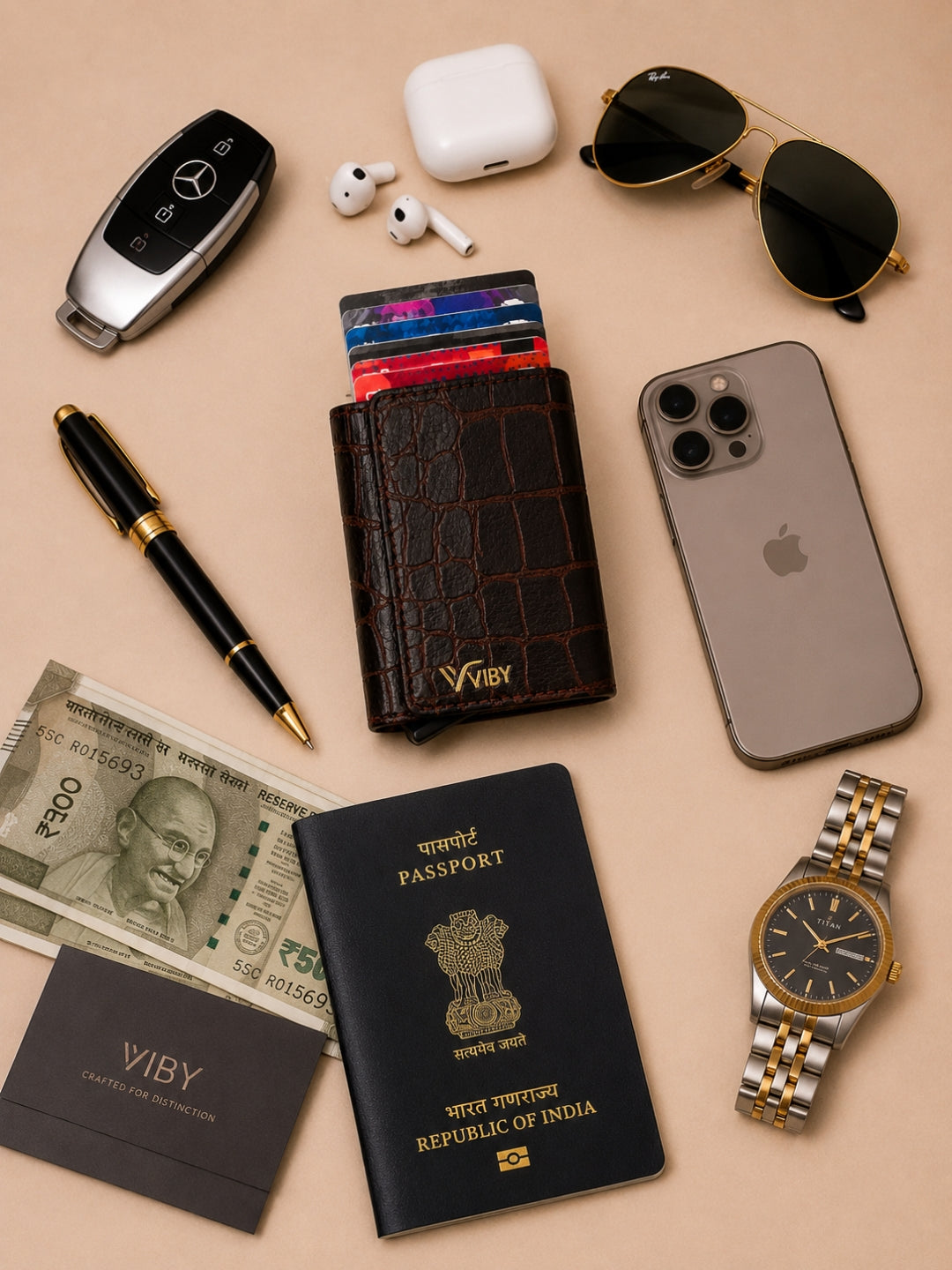 Pop-Up Three Fold Wallet dark brown