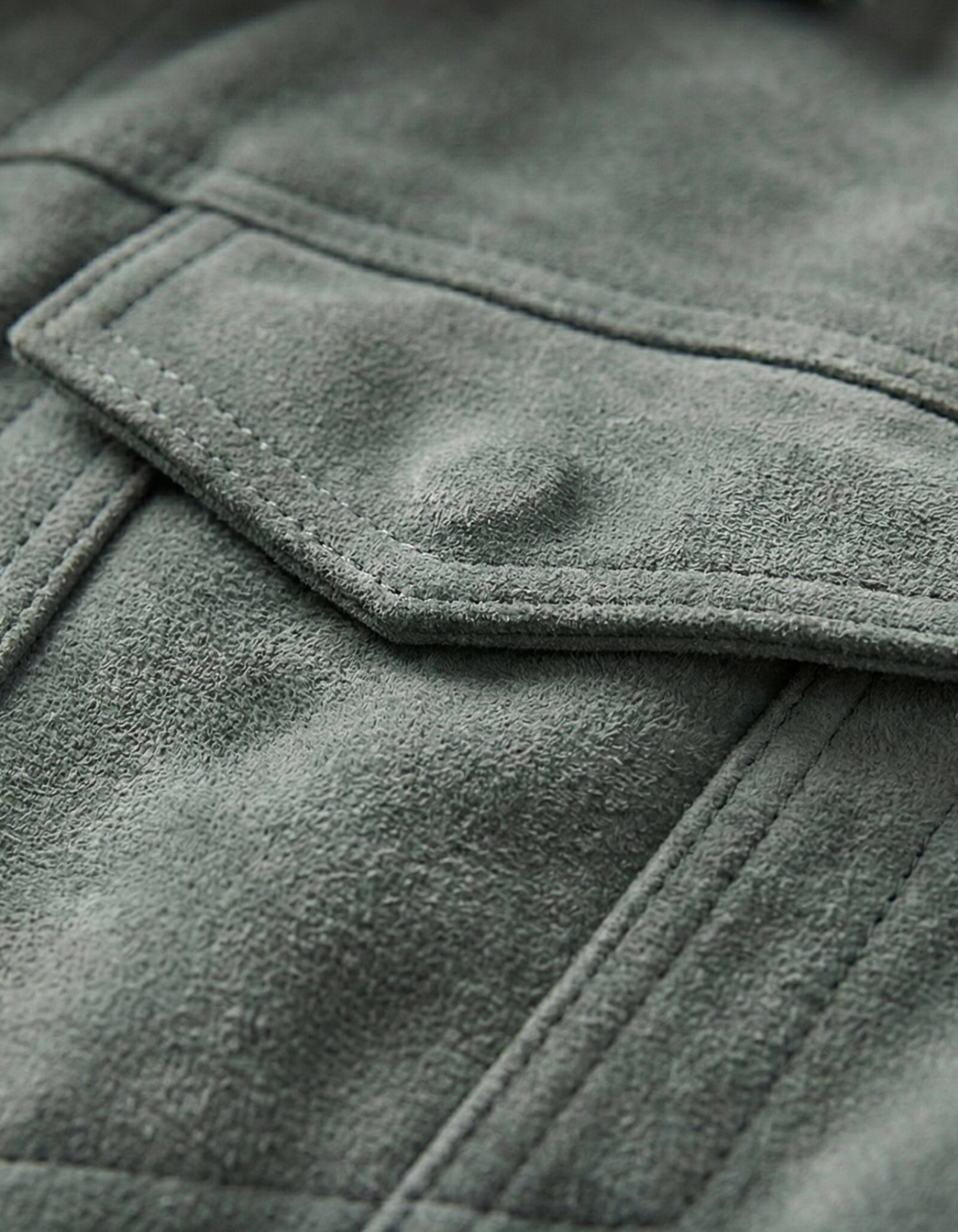 Premium Grey-Green Suede Leather Jacket for Men – Classic Trucker Style