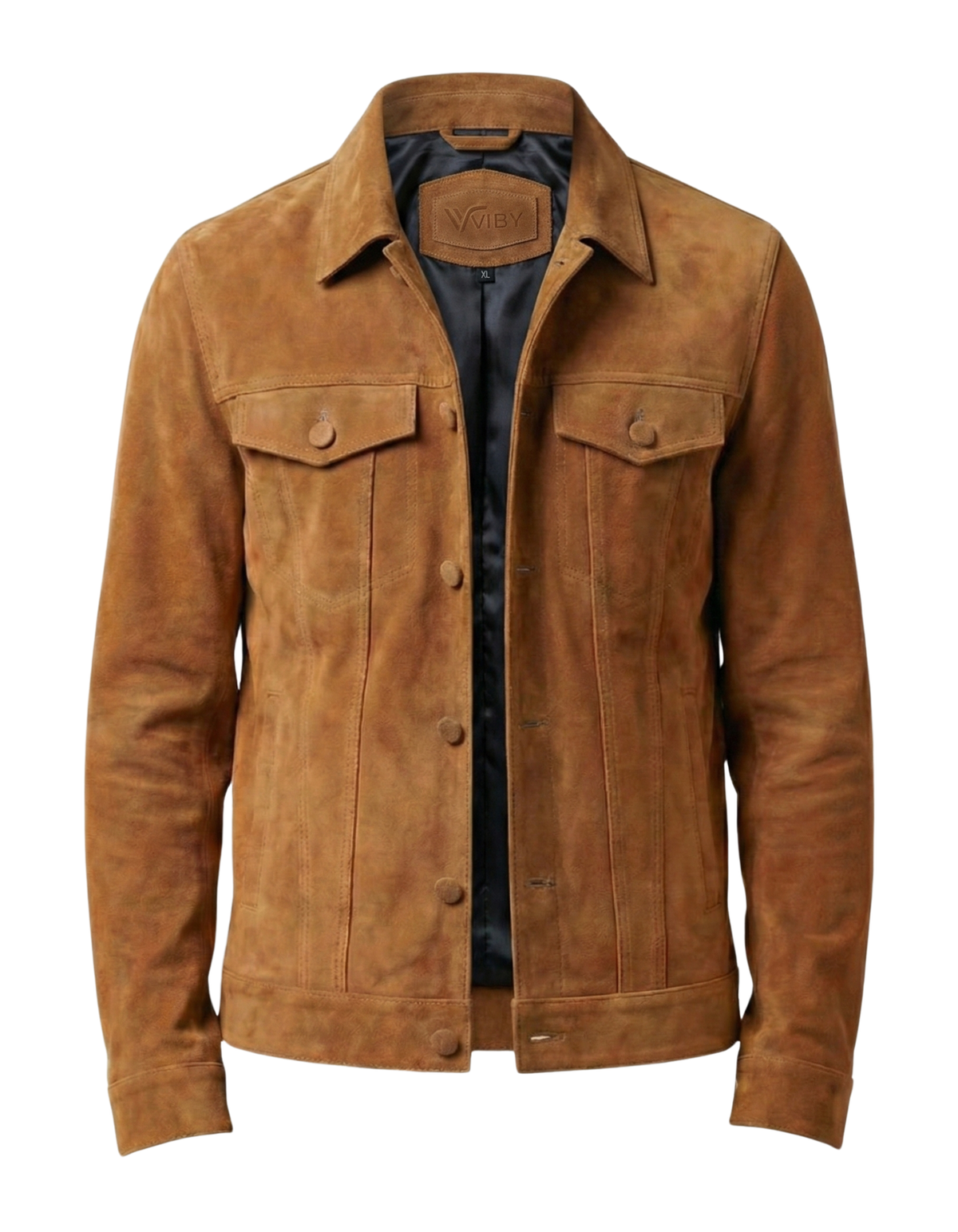 Men’s Tan Suede Leather Jacket – Premium Trucker Style