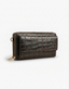 Women’s Dark Brown Croc-Embossed Leather Zip Wallet Clutch