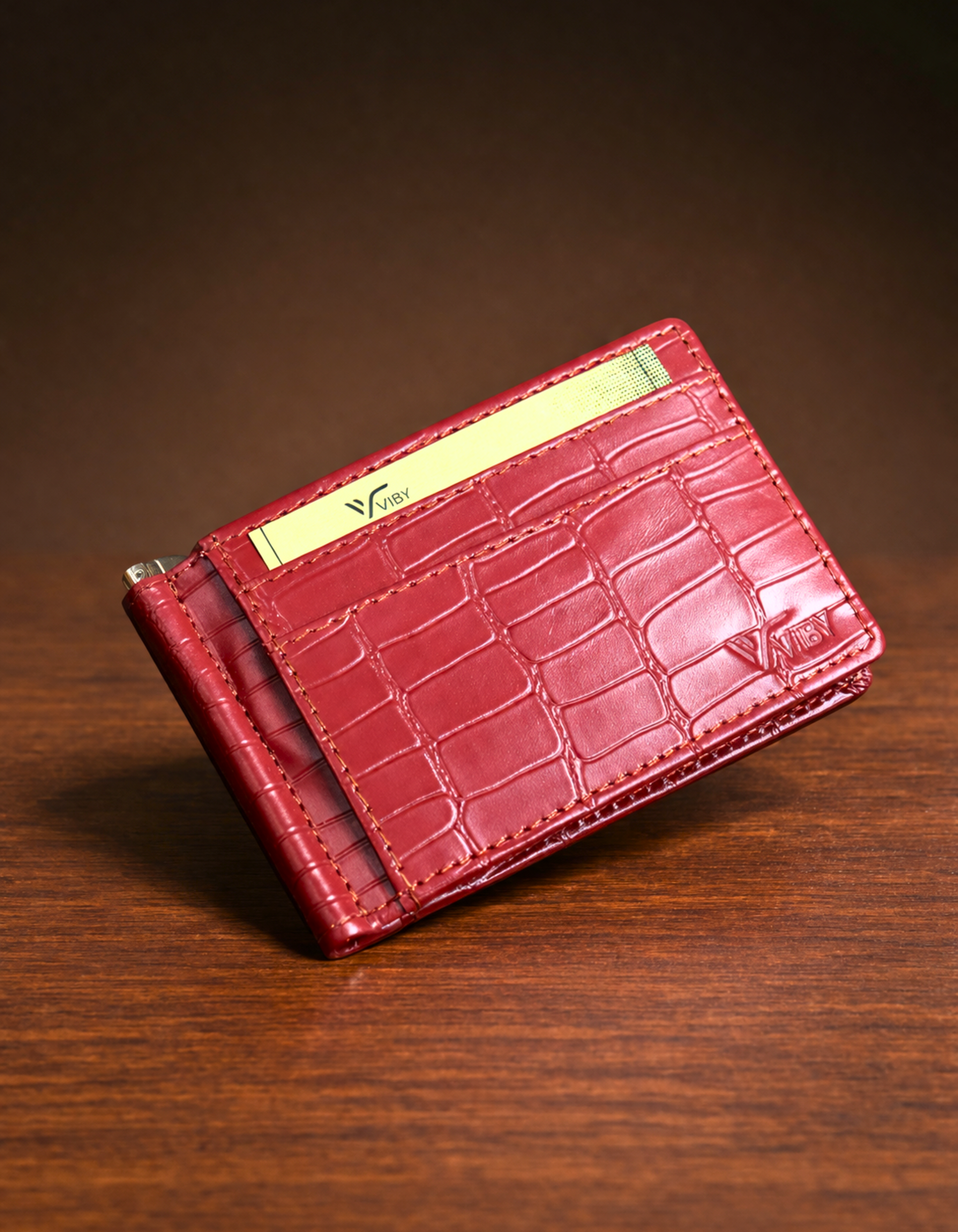 VIBY SlimArc Money Clipper Wallet – Top Grained Leather Slim Card Holder for Men