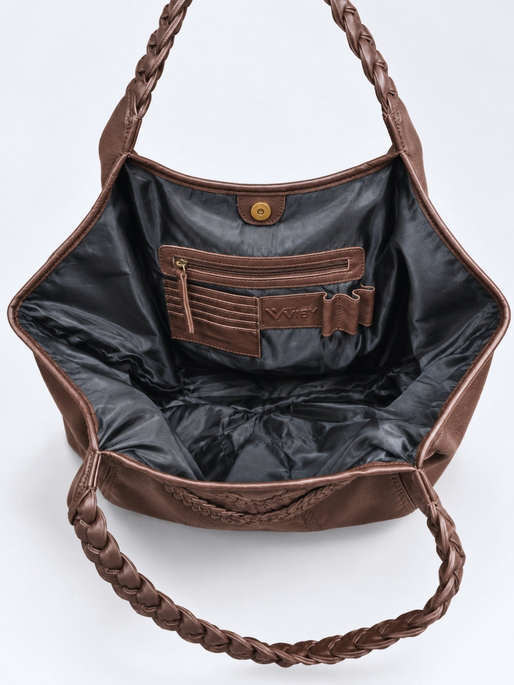 Braided Leather Tote Bag BROWN
