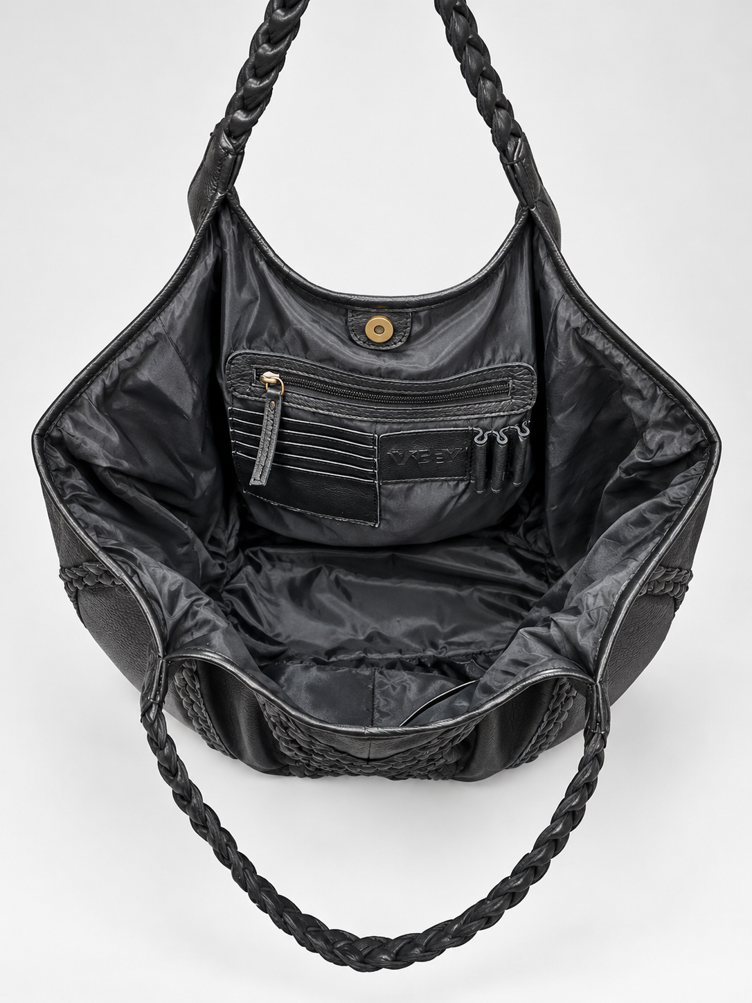 Braided Leather Tote Bag BLACK