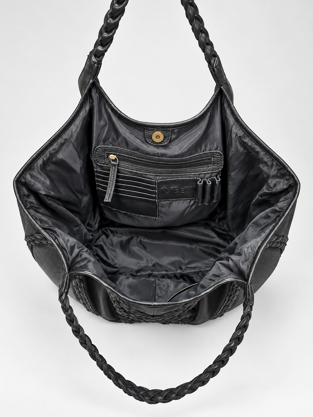 Braided Leather Tote Bag BLACK