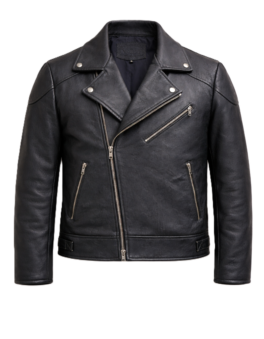Men’s Classic Black Genuine Leather Biker Jacket