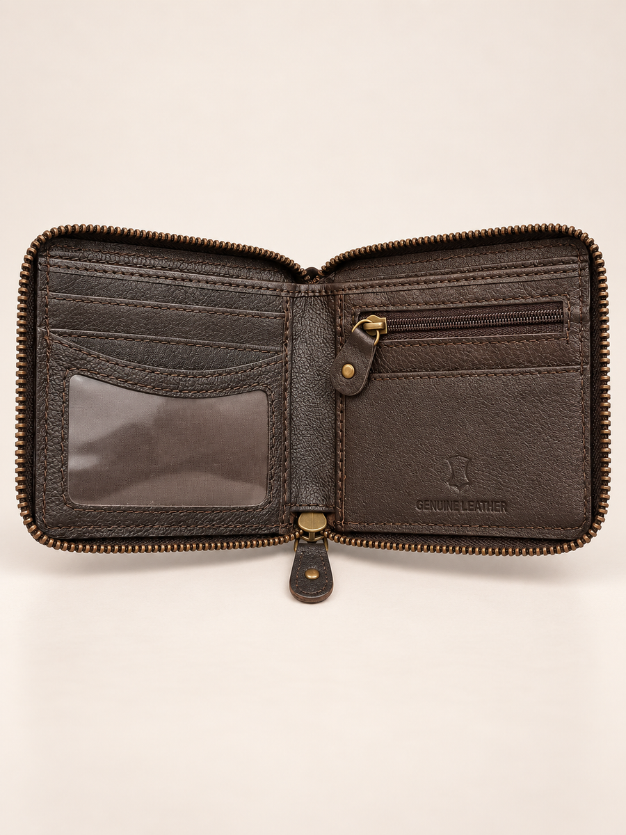 Brown Zipper Wallet for Men