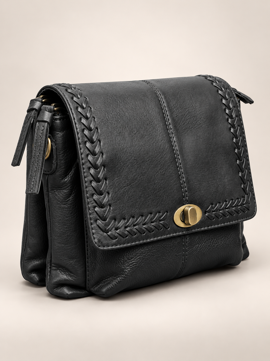 Black Braided Sling Bag