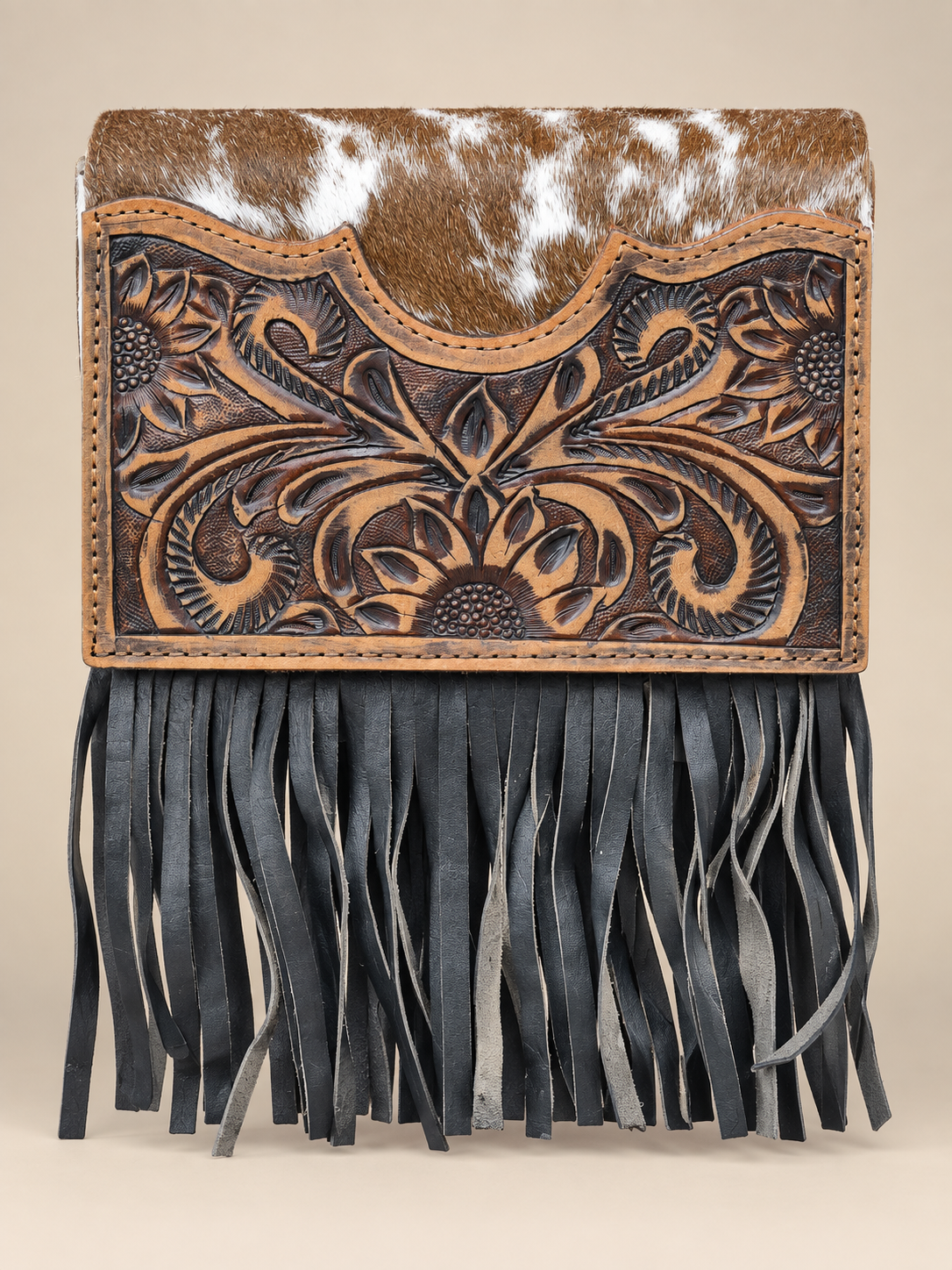Hair-On Leather Fringe Sling Bag