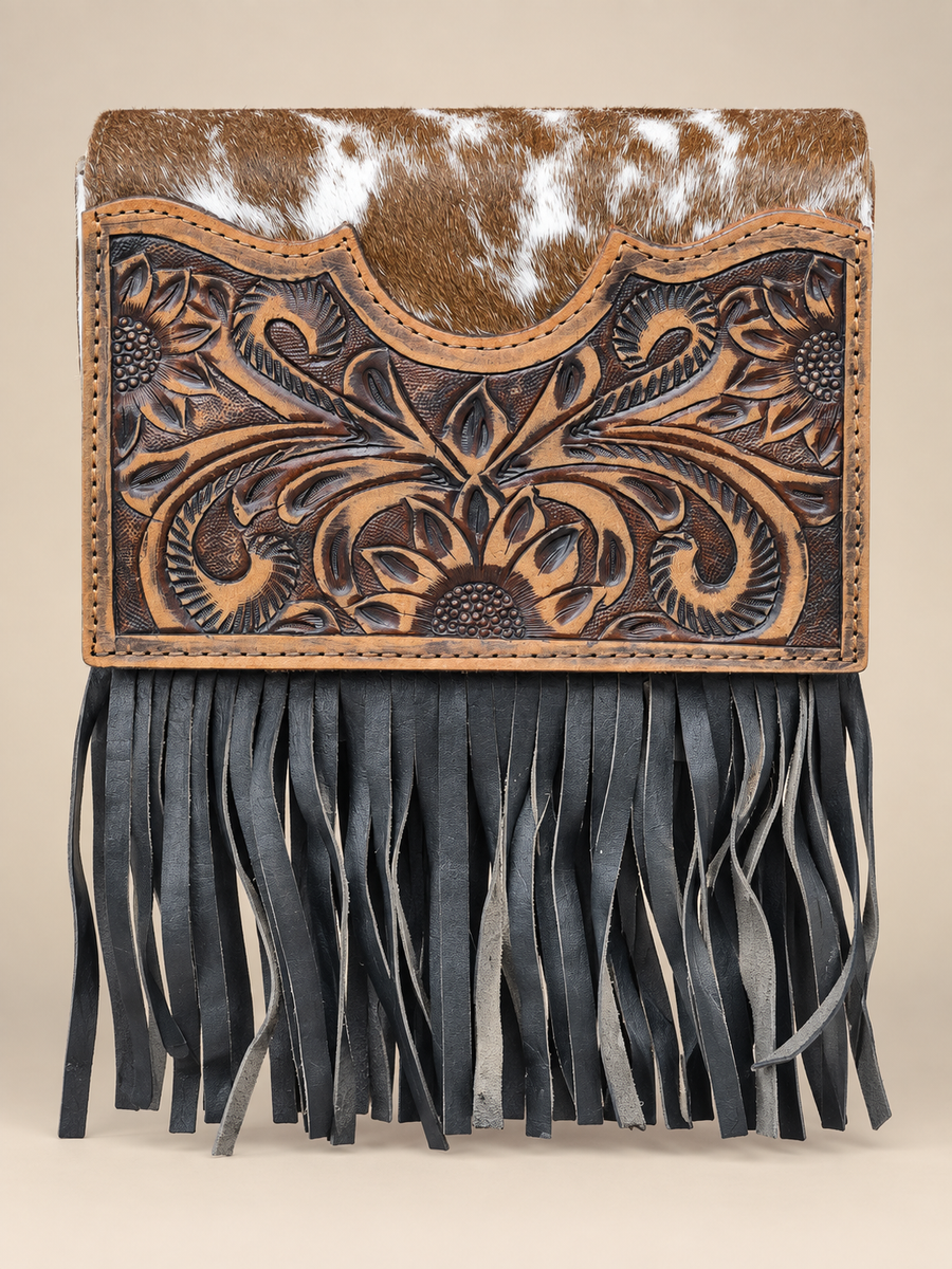 Hair-On Leather Fringe Sling Bag