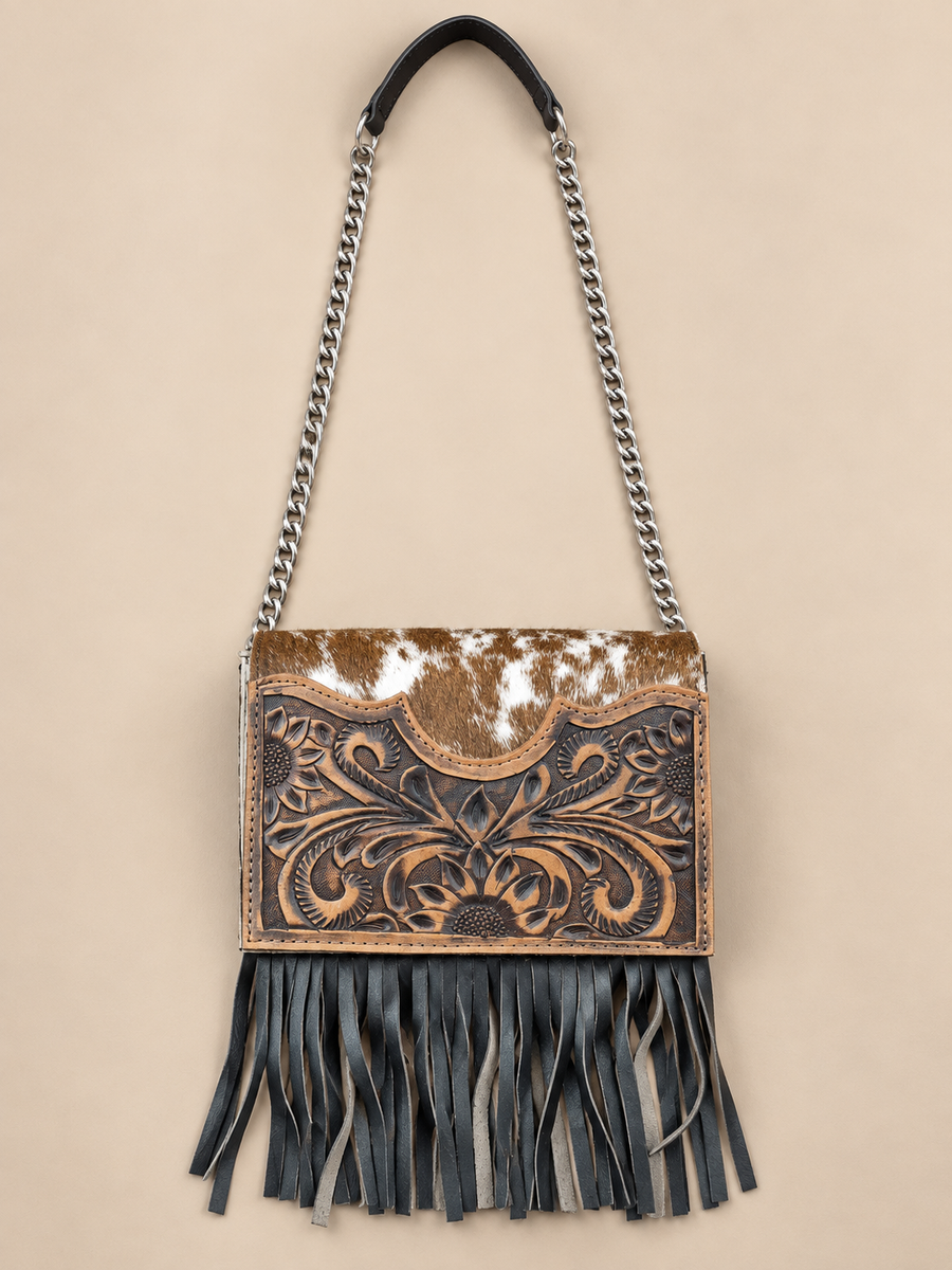 Hair-On Leather Fringe Sling Bag
