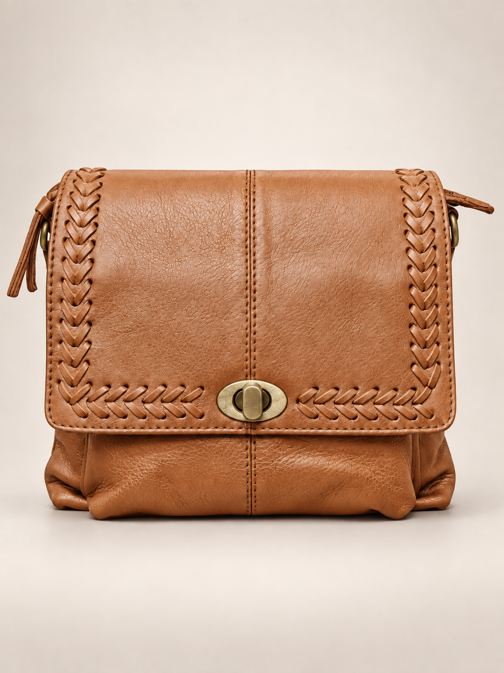 Brown Braided Sling Bag