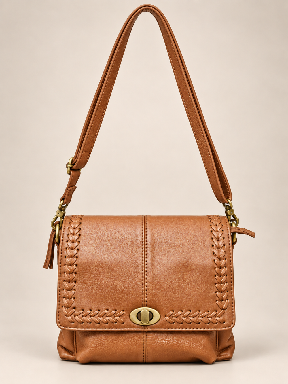Brown Braided Sling Bag