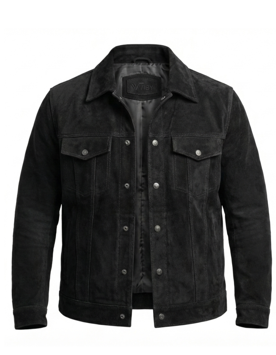 Black Leather Trucker Jacket