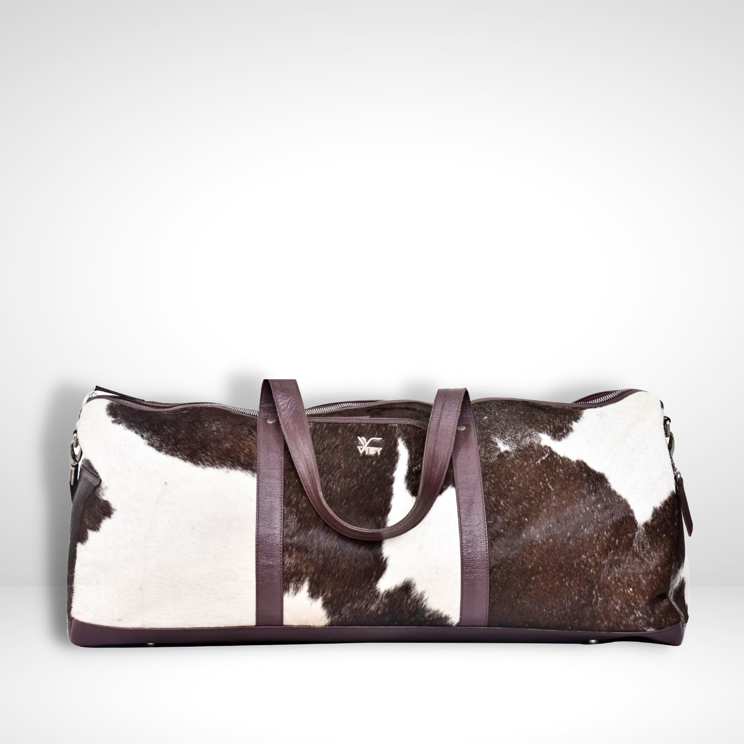 Brown Leather Printed Duffle Bag, For Travel