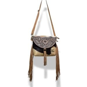 Luxurious Hand-Tooled Leather Fringe Crossbody - Gift Idea