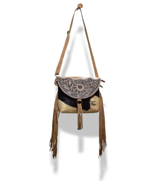 Luxurious Hand-Tooled Leather Fringe Crossbody - Gift Idea