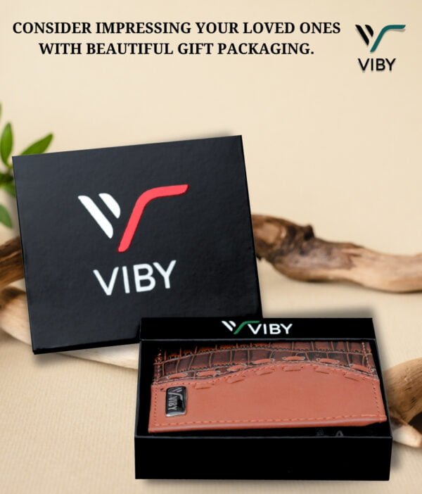 VIBY Crocodile Leather Wallet presented with a premium gift box, ideal for gifting