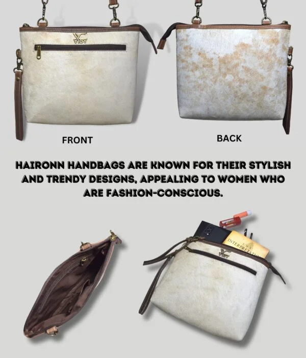 Interior view of Haironn leather ladies purse with spacious compartments.